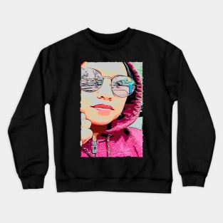 Lady in a Hoodie Crewneck Sweatshirt